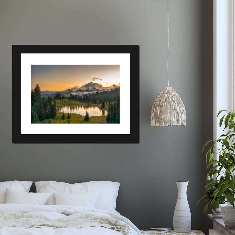 Majestic Sunset At Mount Rainer Wall Art
