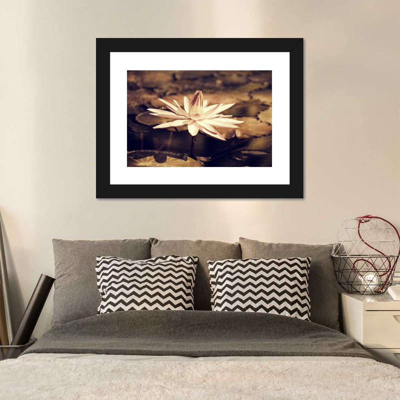 Sepia Lotus Flower Wall Art
