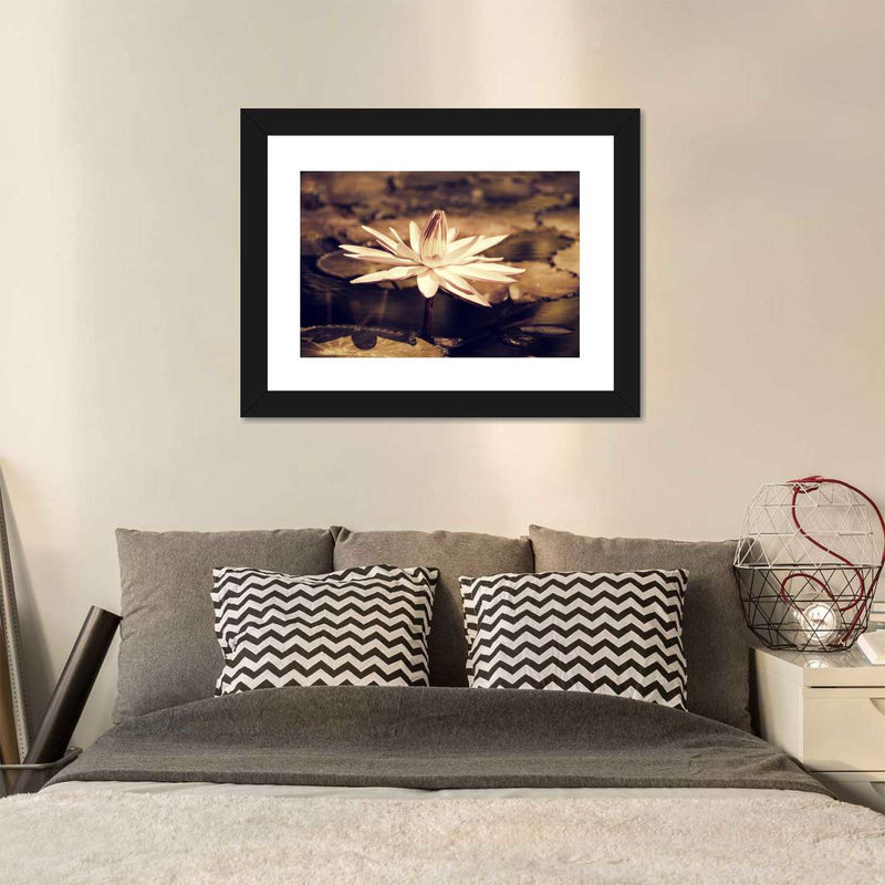 Sepia Lotus Flower Wall Art
