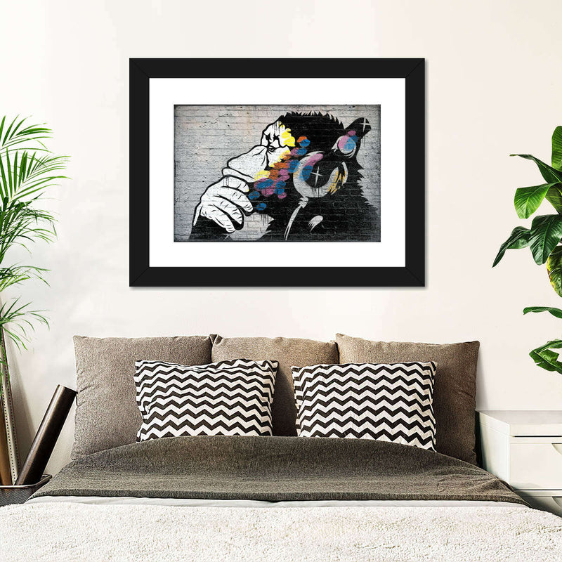 Monkey Wearing Headphones Wall Art