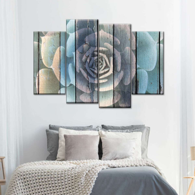 Rustic Blooming Succulent Wall Art