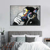 Monkey Wearing Headphones Wall Art