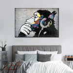 Monkey Wearing Headphones Wall Art