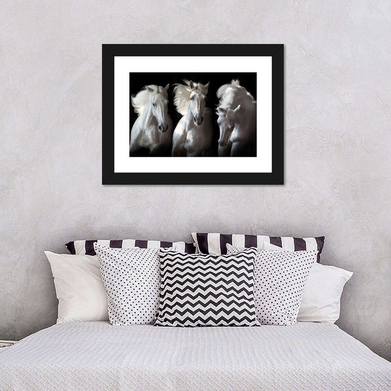 Three White Horses Wall Art