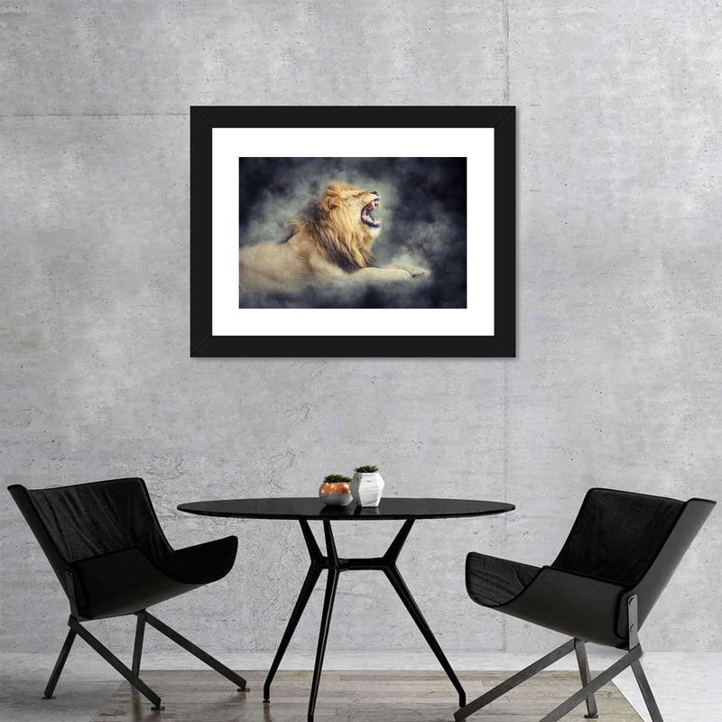 Misty Wild Lion Wall Art