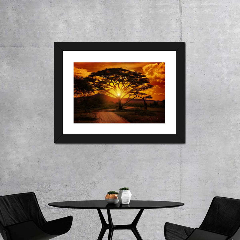 Serengeti Park Sunset Silhouette Wall Art