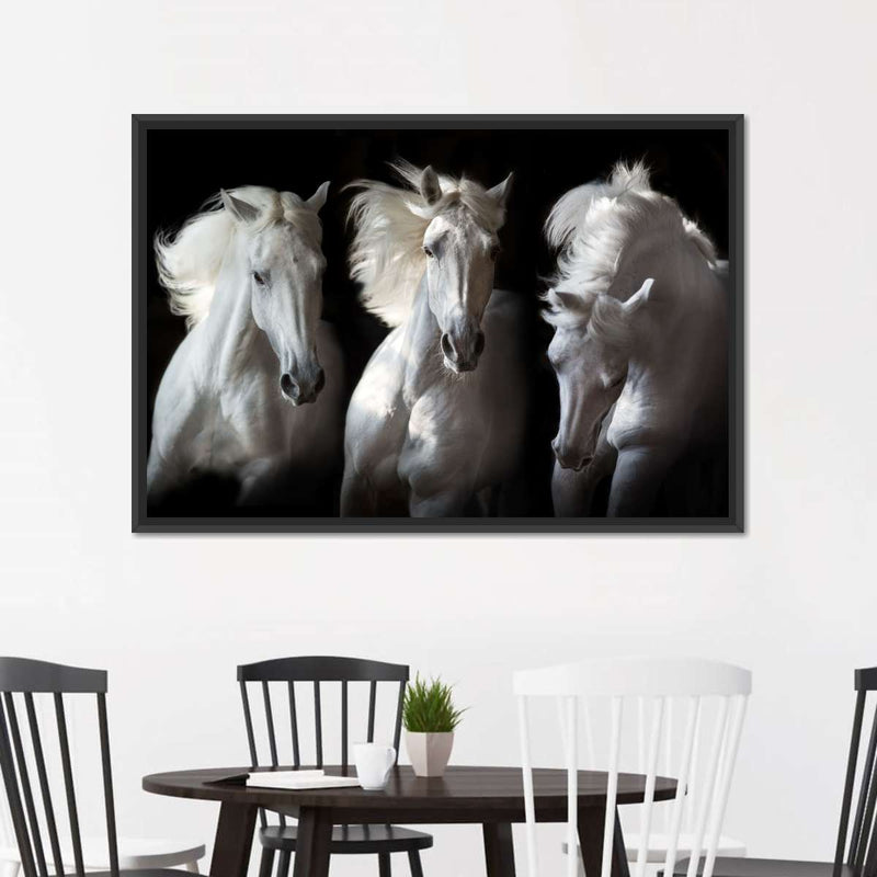 Three White Horses Wall Art