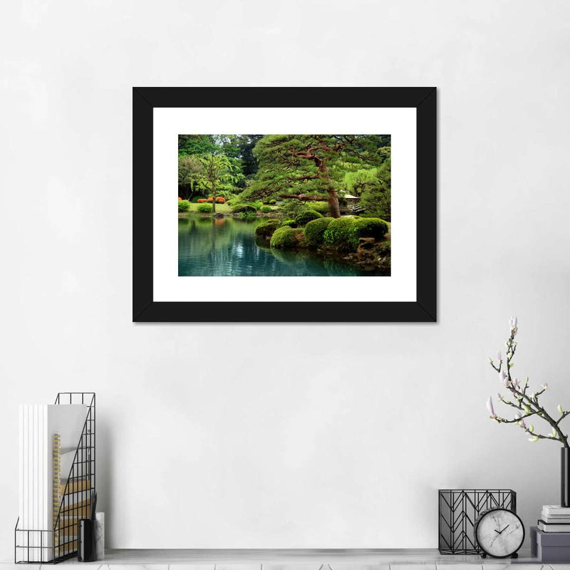 Zen Lakeside Bonsai Trees Wall Art