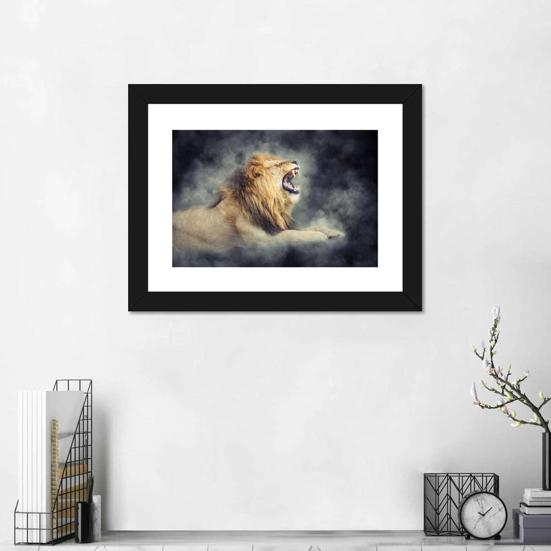 Misty Wild Lion Wall Art