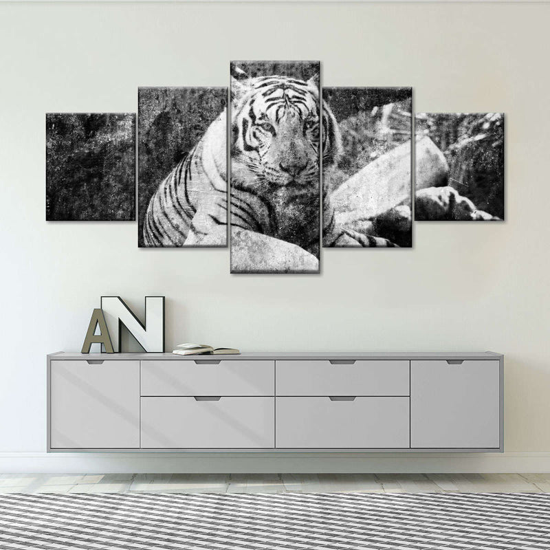 Textured White Tiger Wall Art