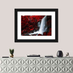 Red Autumn Waterfall Wall Art