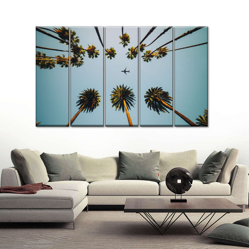 Plane Below Palm Trees Wall Art