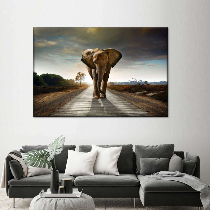 Walking Lone Elephant Wall Art