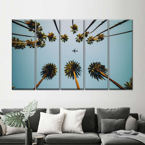 Plane Below Palm Trees Wall Art