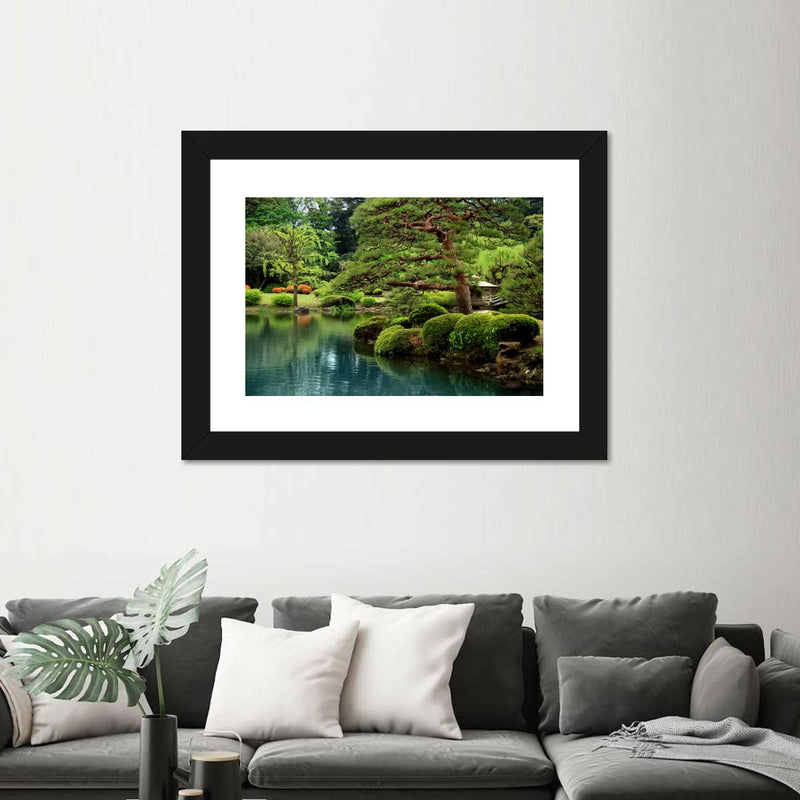 Zen Lakeside Bonsai Trees Wall Art