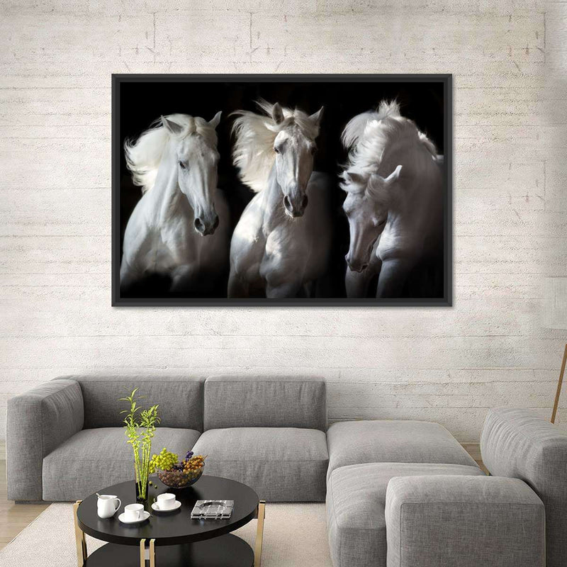 Three White Horses Wall Art
