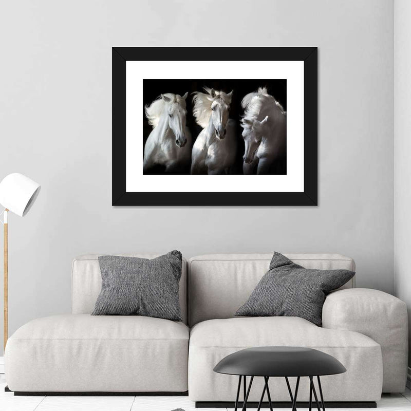 Three White Horses Wall Art