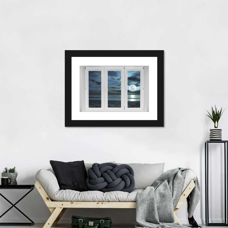 Window To Moonlit Beach Wall Art