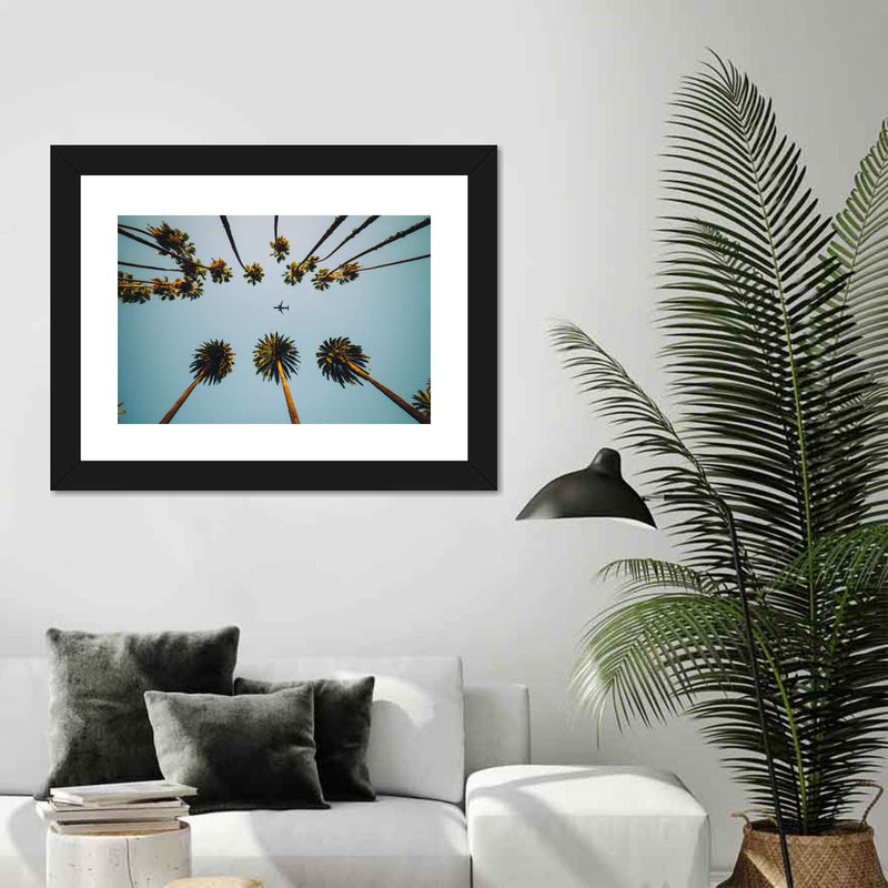 Plane Below Palm Trees Wall Art