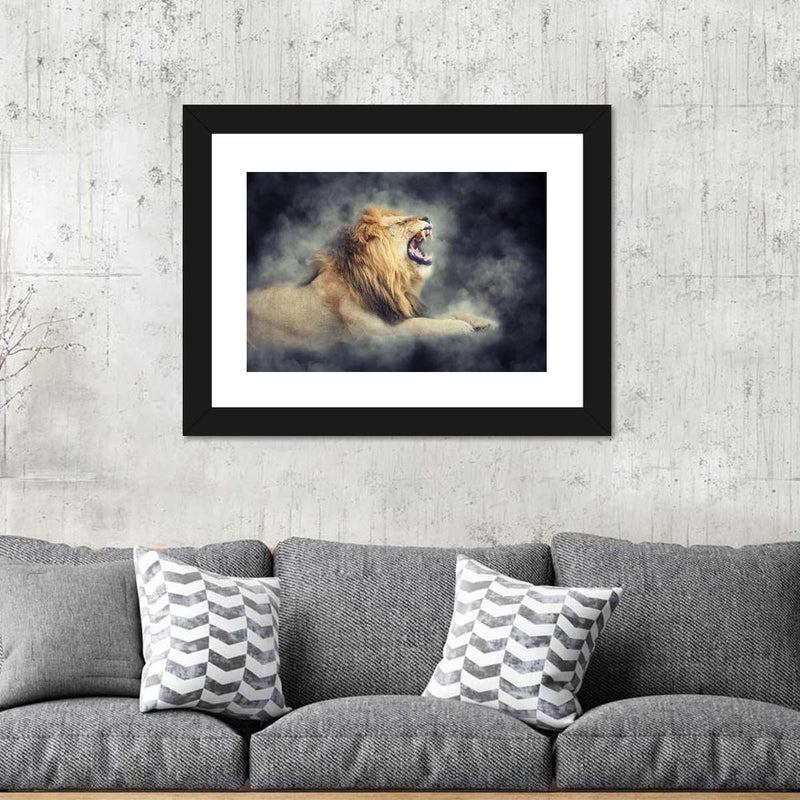 Misty Wild Lion Wall Art