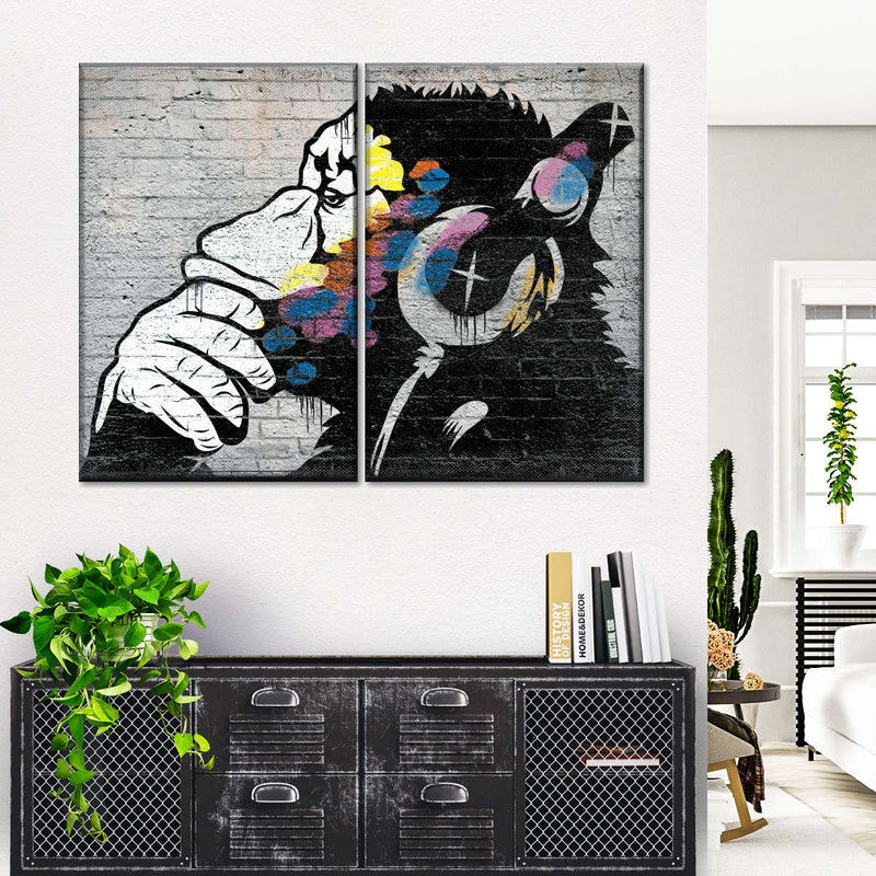 Monkey Wearing Headphones Wall Art