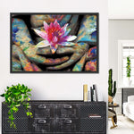 Lotus Flower In Hand Wall Art