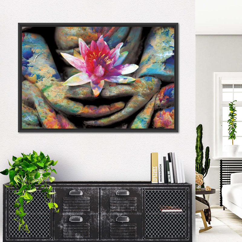 Lotus Flower In Hand Wall Art