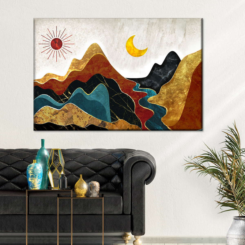 Textured Mountain Landscape Abstract Wall Art
