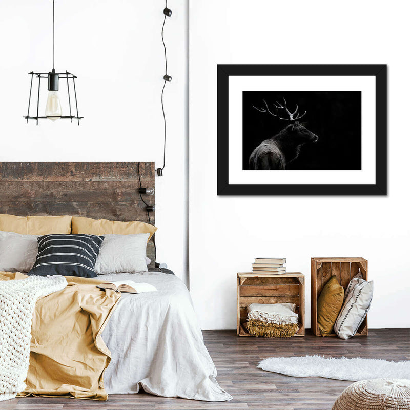 Monochrome Bull Elk Wall Art