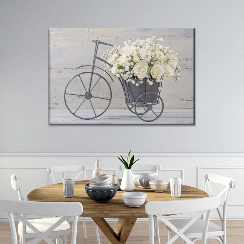 White Rose Bouquet Wall Art