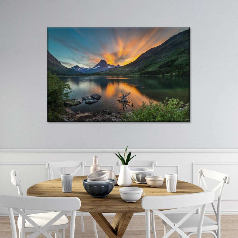 Swiftcurrent Sunset Lake Wall Art