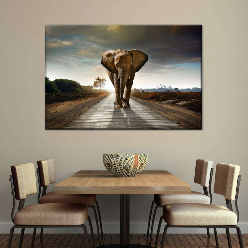 Walking Lone Elephant Wall Art