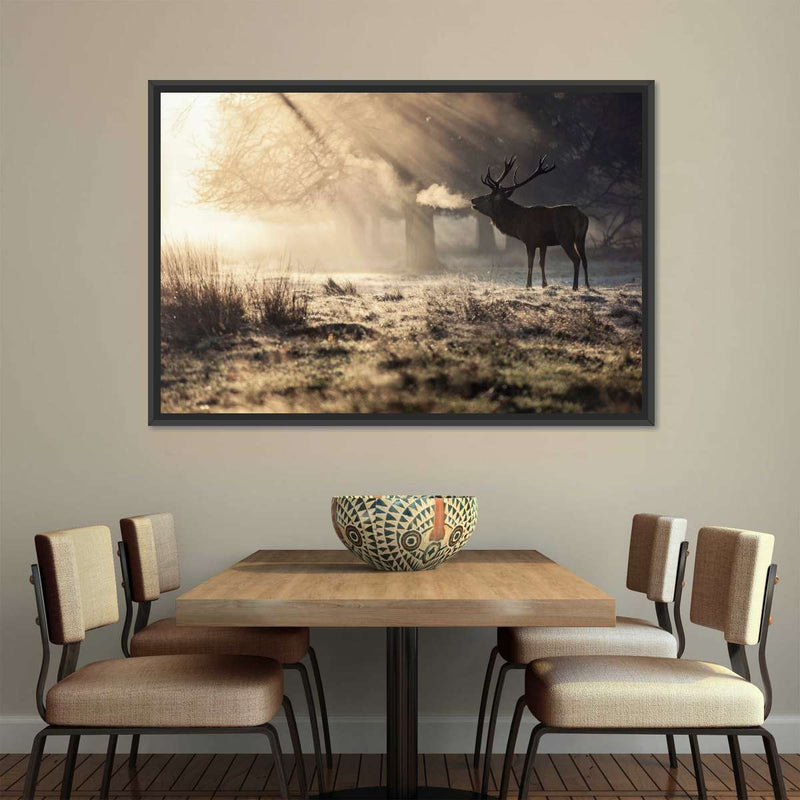 Wild Deer In Snow Wall Art