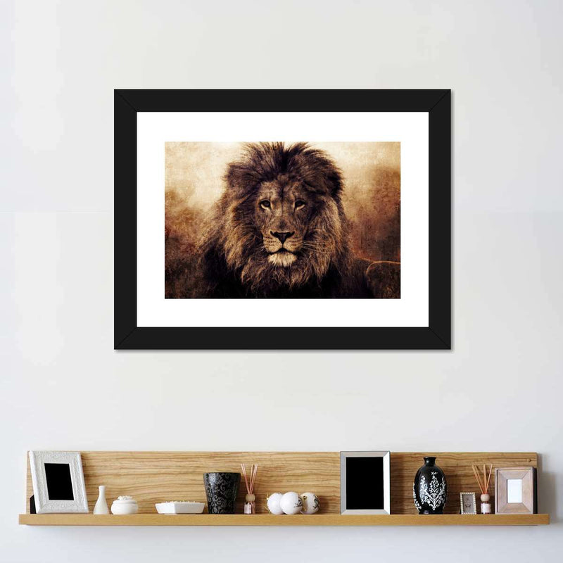 Grunge Lion Head Wall Art