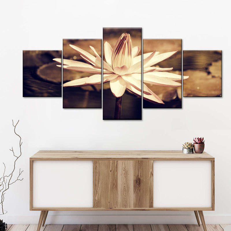 Sepia Lotus Flower Wall Art