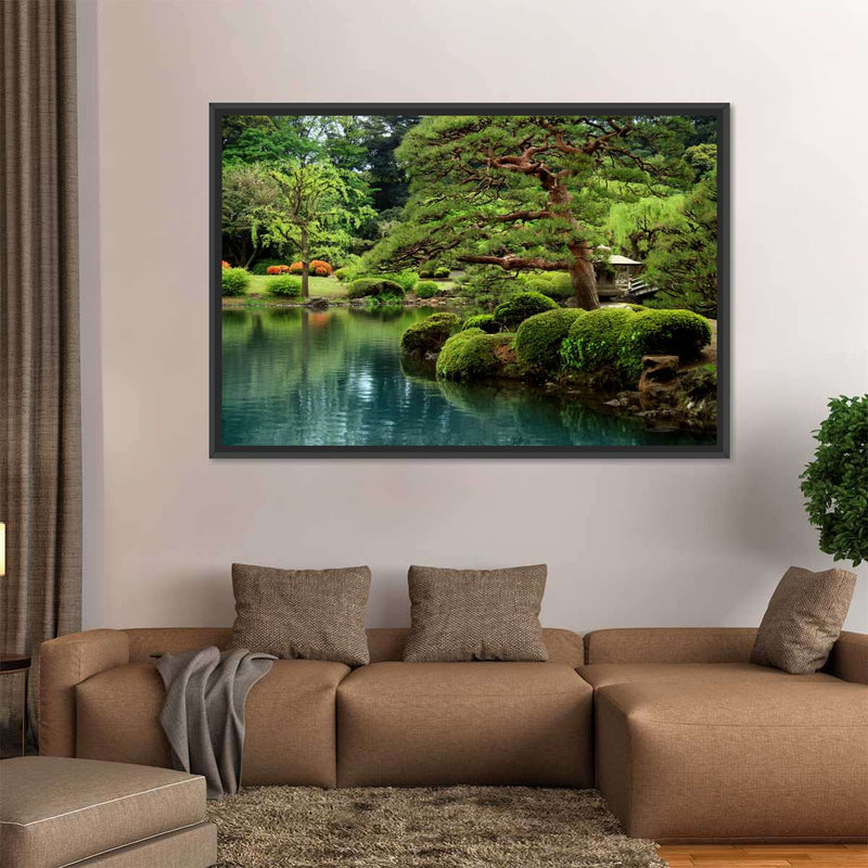 Zen Lakeside Bonsai Trees Wall Art