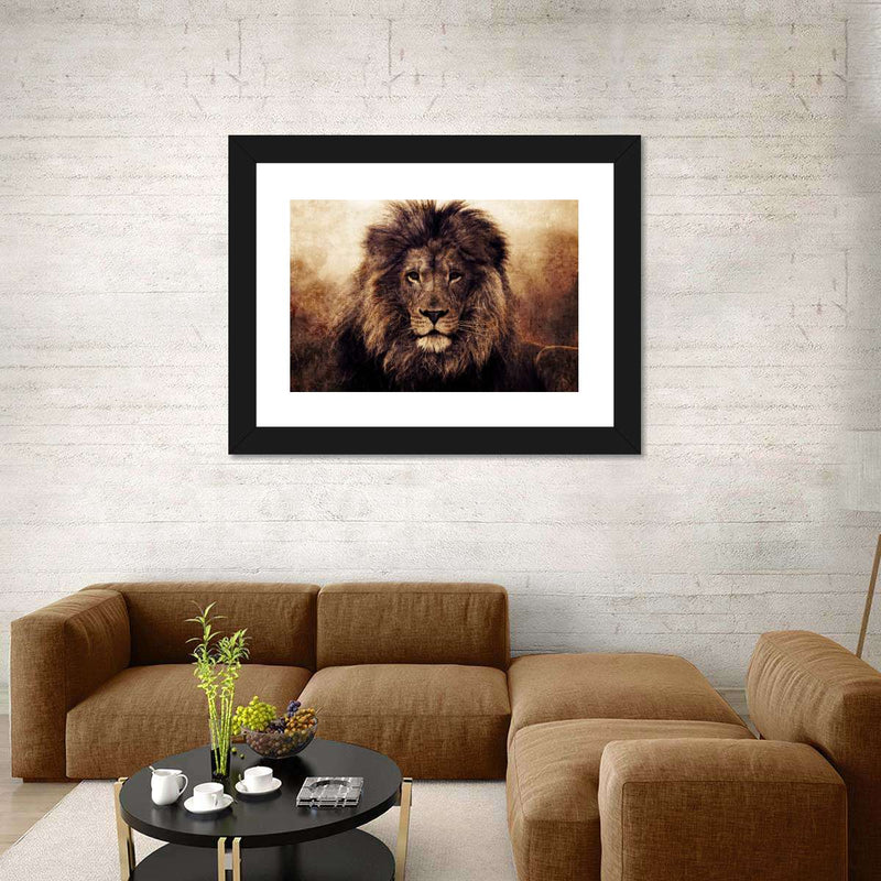 Grunge Lion Head Wall Art