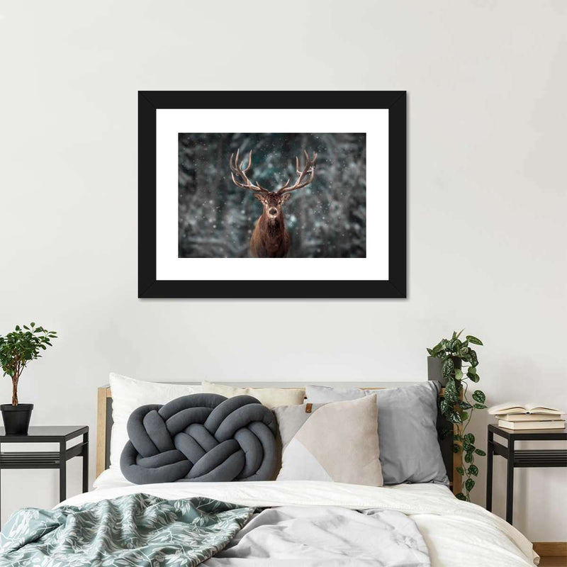 Snowy Noble Deer Wall Art