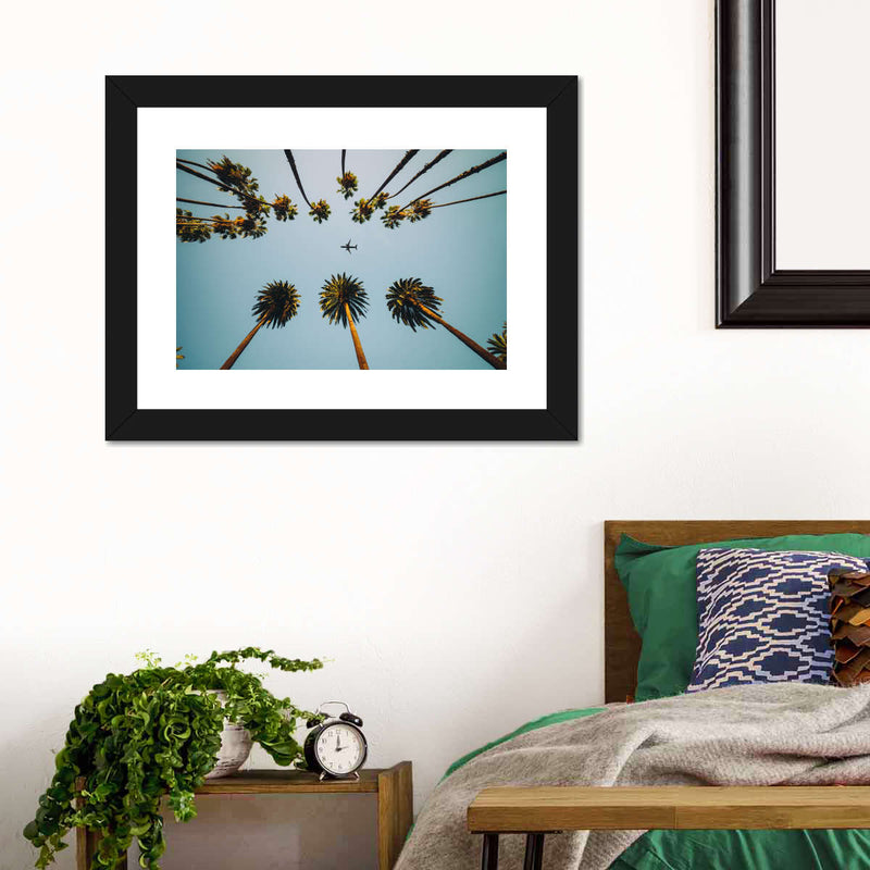 Plane Below Palm Trees Wall Art