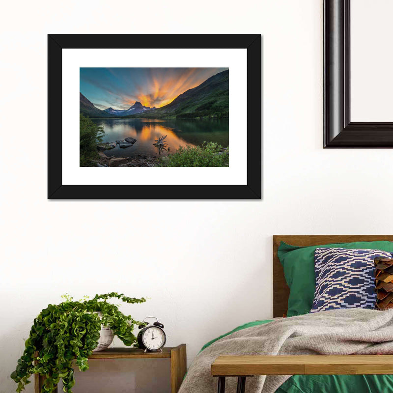 Swiftcurrent Sunset Lake Wall Art