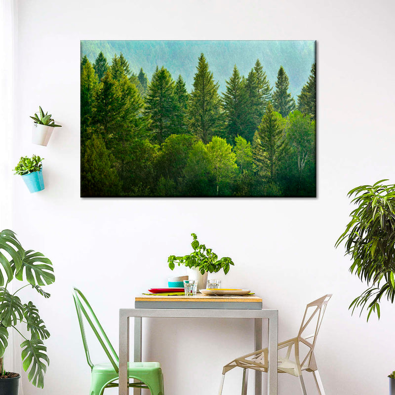 Lush Green Pine Trees Wall Art
