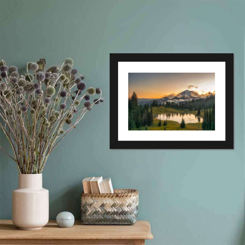 Majestic Sunset At Mount Rainer Wall Art