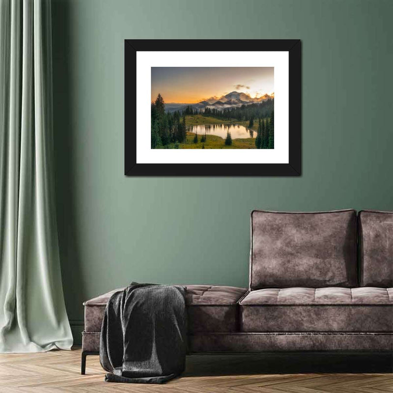Majestic Sunset At Mount Rainer Wall Art
