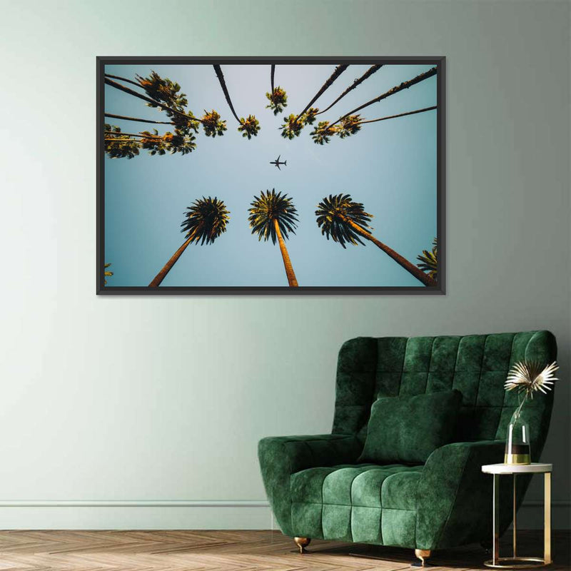 Plane Below Palm Trees Wall Art