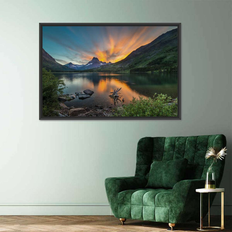 Swiftcurrent Sunset Lake Wall Art