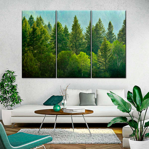 Lush Green Pine Trees Wall Art
