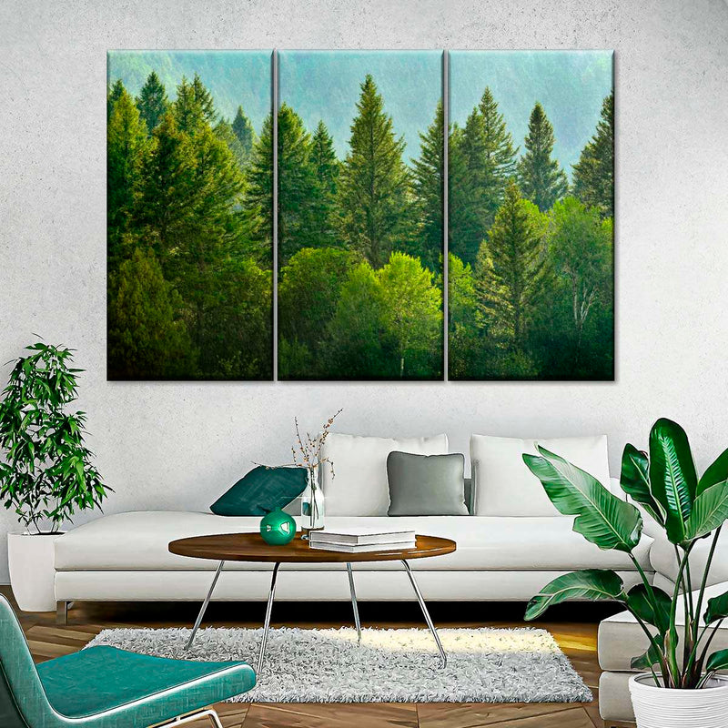 Lush Green Pine Trees Wall Art