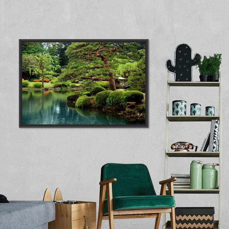 Zen Lakeside Bonsai Trees Wall Art