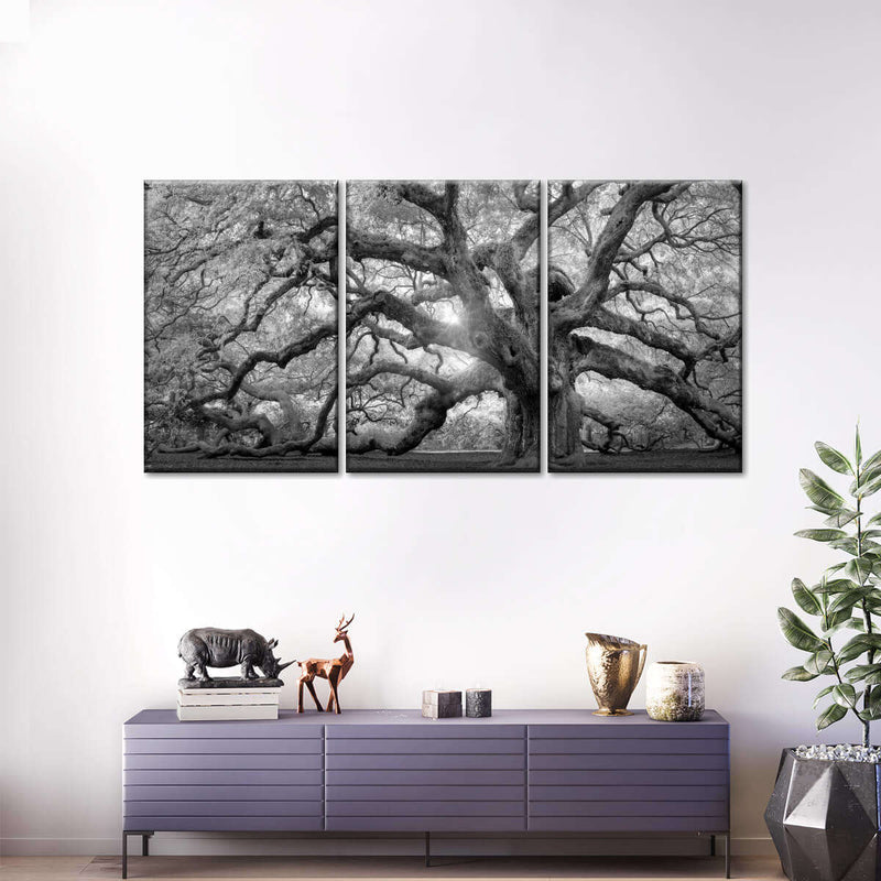 Monochrome Angel Oak Tree Wall Art