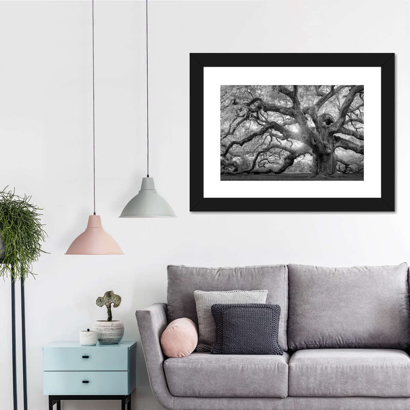 Monochrome Angel Oak Tree Wall Art